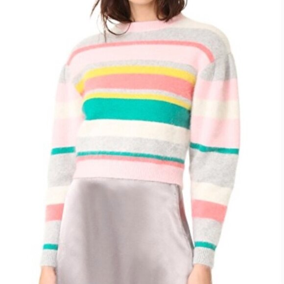 Rebecca Taylor Luxe Angora Blend Striped Pullover Sweater Size XS - Picture 1 of 12